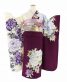 成人式振袖[片身替わり]濃い紫×クリーム・グレー紫の大きな牡丹[身長153cmまで]No.1006